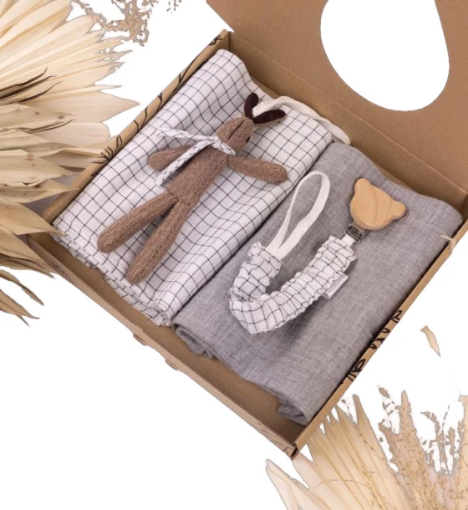 صورة مجموعة بير جاميكس: هدايا مواليد أولاد رمادي منقوشة