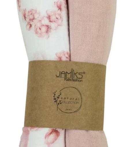 صورة مهاد الأطفال من جاميكس - وردي ناعم بنقش زهور