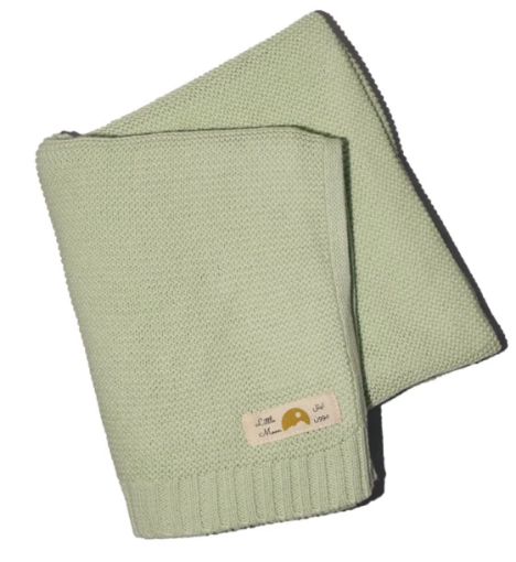 صورة ليتل موون - بطانية طفل محاكة: راحة ودفء لطفلك-اخضر نعناع