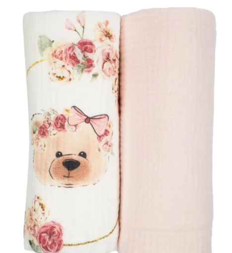 صورة مهاد الأطفال من جاميكس - نقش دب وردي لراحة المواليد