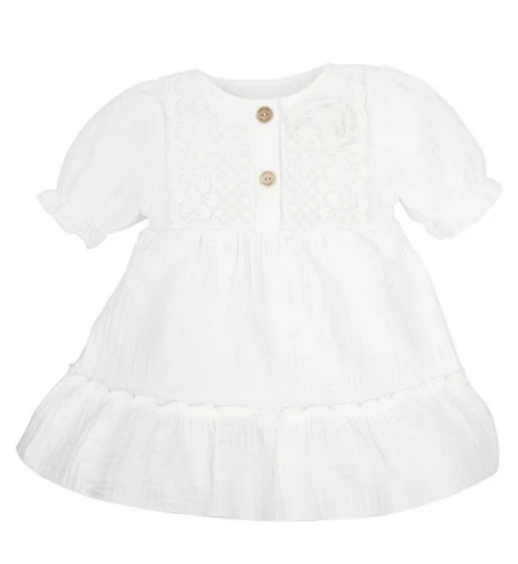 صورة فستان جاميكس غرينادا بناتي - أبيض  قطن عضوي