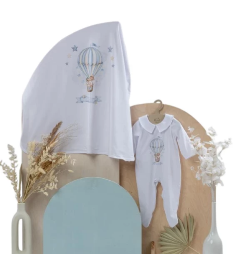 صورة طقم ملابس أطفال باسيل - قميص وقماط أزرق  من جاميكس