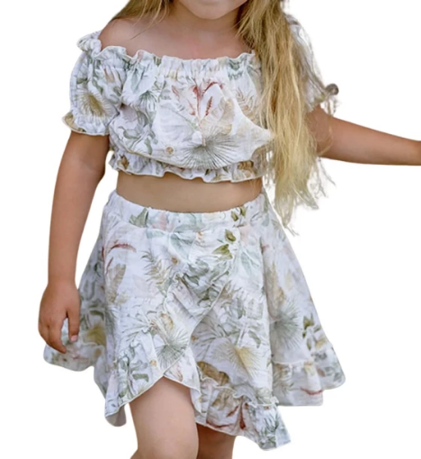 صورة طقم مارلينكا ملون للبنات من جاميكس - بلوزة، تنورة وبندانة قطنية