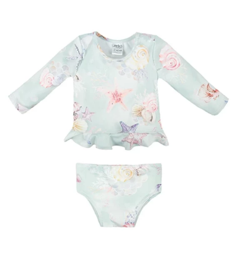 صورة لبس سباحة كوراليا للبنات - ثلاث قطع من جاميكس باللون الأخضر المنقوش