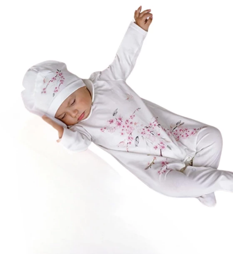 صورة أرزولا بربتوز رضع للبنات - ملابس نوم أطفال باللون الأبيض مع قبعة من جاميكس