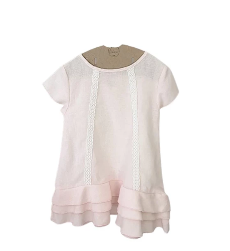 صورة فستان جاميكس فيلومينا  للبنات - وردي زهري سادة مصنوع من الكتان والقطن