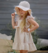 صورة فستان أكالي مع قبعة للبنات من جاميكس - بيج سادة  قطن عضوي