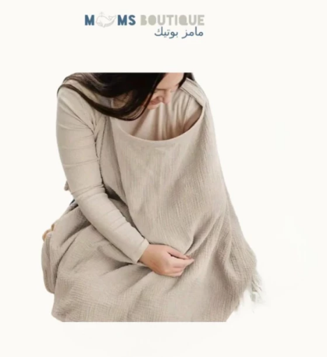 صورة غطاء الرضاعة القابل للتهوية قطن ناعم مع حزام قابل للتعديل للخصوصية والراحة