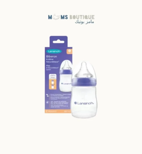 صورة زجاجة رضاعة حليب الأم مع حلمة طبيعية بطيئة التدفق من لانسينو 160 مل
