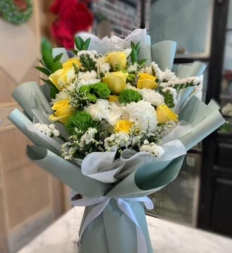 صورة باقة زهور طبيعية من الأزهار الرقيقة تنسيق بوكيه 11