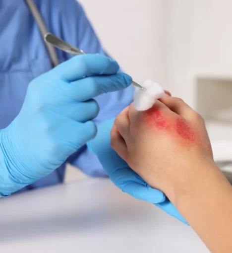 صورة العناية بالحروق من الدرجة الأولى